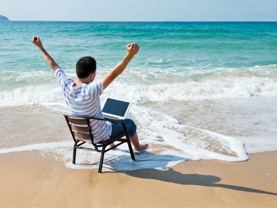 SEO Specialist Working At the Beach by Evangeline Millana